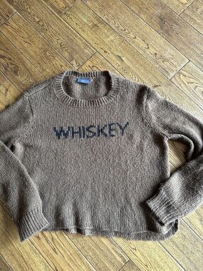 Wooden Ships whiskey Script Crewneck Sweater - Brown med/large